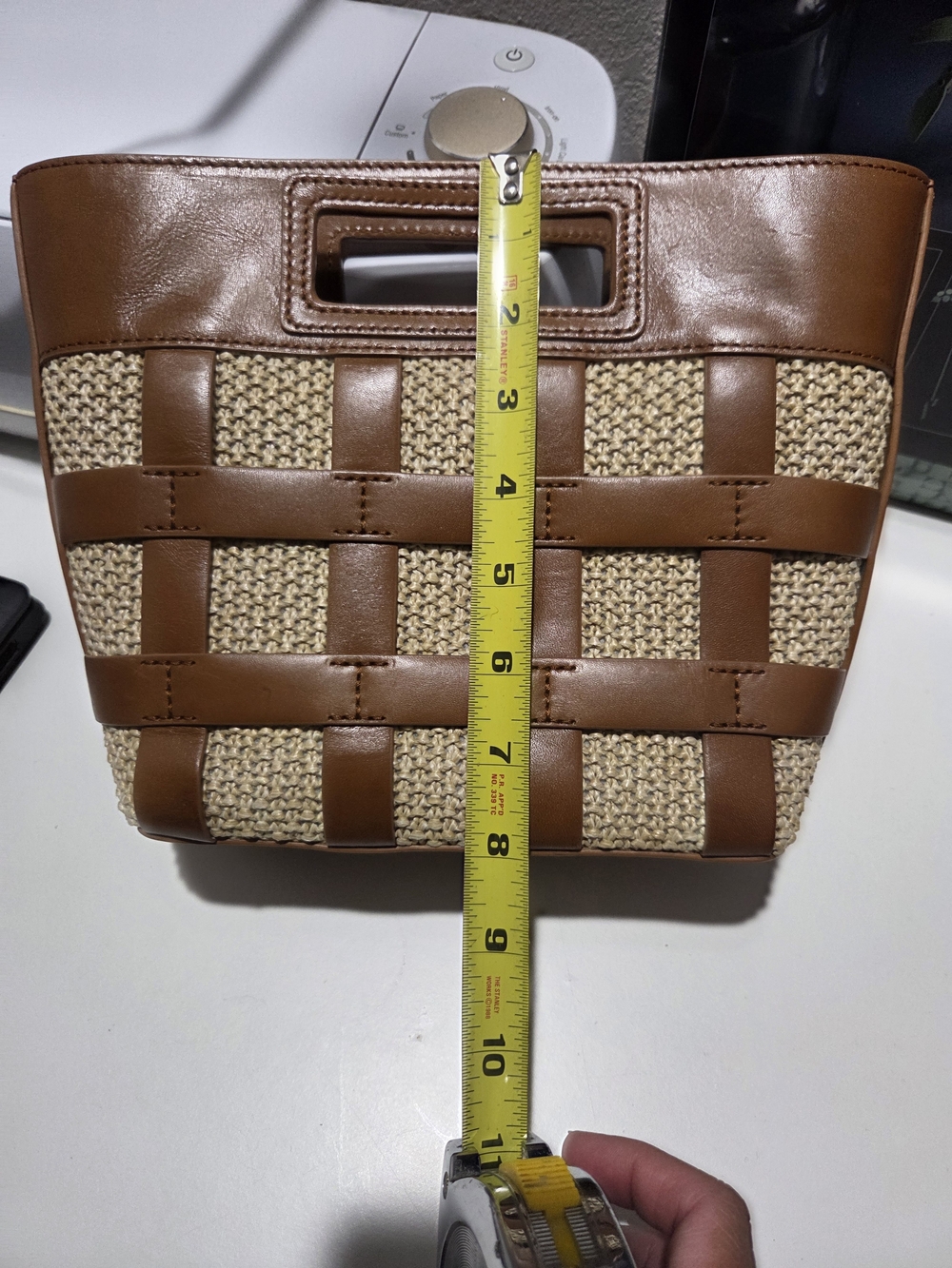Talbots Woven Straw and Brown Leather Handle Tote - Picture 6 of 7